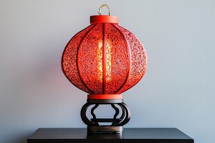 中式镂空红灯笼台灯