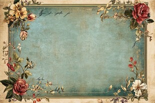 复古花卉边框装饰背景图