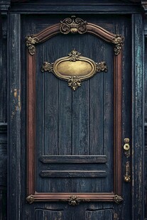 复古雕花深色木质门