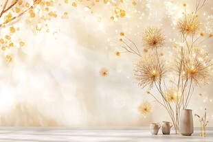 梦幻金色花卉背景墙