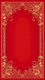红色喜庆金色花纹边框背景