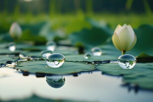 荷尖玉露 清新自然之景