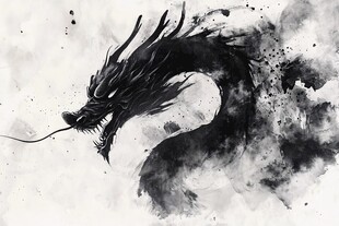 水墨飞龙图