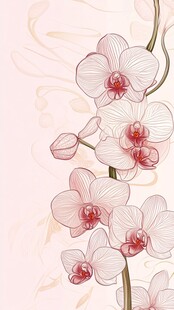 粉色优雅蝴蝶兰花卉插画
