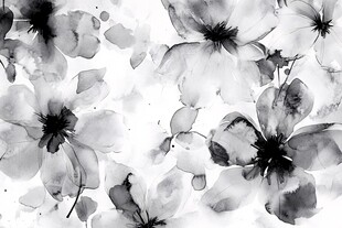 黑白水墨花卉图案背景