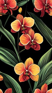 艳丽蝴蝶兰花卉无缝图案