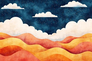 星空下的彩色山丘风景