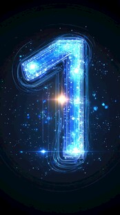蓝色炫酷数字1科技光效图