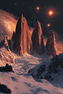 奇幻外星冰雪山脉景观