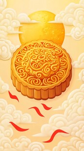 中秋月饼伴月祥云图景