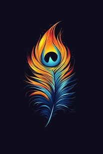 火焰孔雀羽毛艺术插画