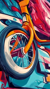 动感单车与绚丽街头涂鸦