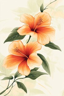 橙色木槿花的优雅绽放