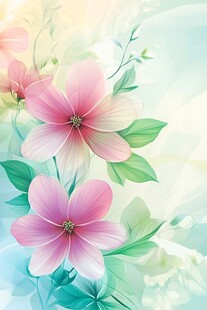 梦幻粉色花卉清新背景图