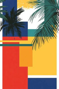 热带风情几何图案背景图