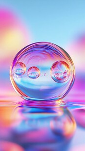 梦幻炫彩透明气泡特写