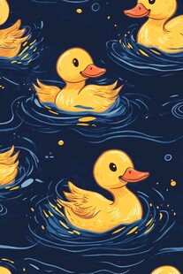 小黄鸭水中畅游无缝图案