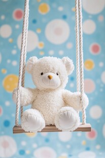 小熊荡秋千 童趣梦幻场景