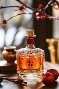 中式风情酒瓶与红梅景致