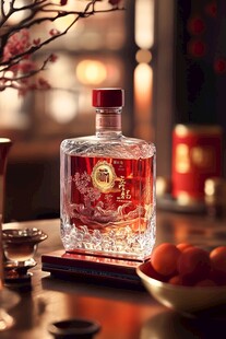 精致白酒摆于中式雅致场景