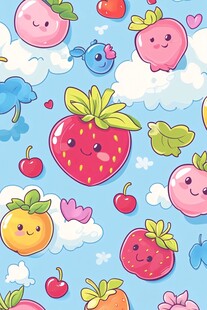 可爱水果卡通图案背景图
