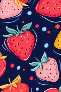 草莓图案 多彩水果无缝背景