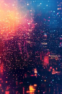 梦幻炫彩数字城市夜景图