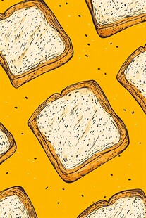 手绘面包片黄色背景图案