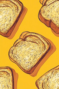 黄色背景上的美味吐司图案