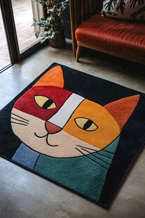 可爱猫咪图案装饰地毯