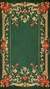 复古绿底花卉金边装饰框