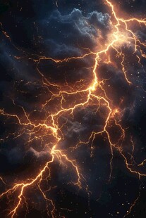 闪电划破夜空震撼瞬间