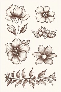 手绘花卉图案元素集合