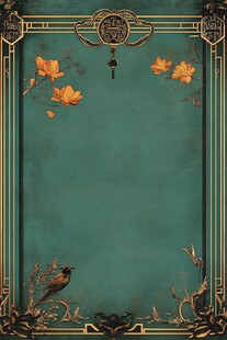中式花鸟复古边框背景图