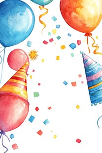水彩风派对装饰元素图