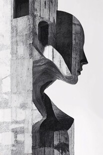 抽象几何人物侧面轮廓图