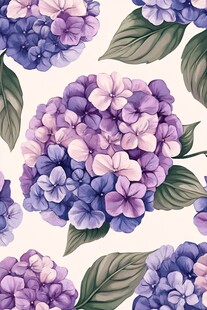 紫色绣球花花卉无缝图案