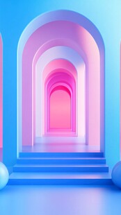梦幻渐变拱门通道场景