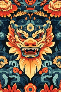 中式瑞兽图腾精美纹样