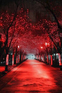 夜巷红灯景 浪漫氛围感