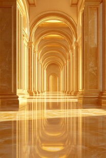 金色拱廊 光影交织的空间