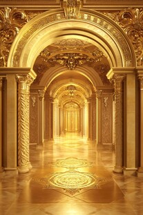奢华金色宫殿般的梦幻长廊