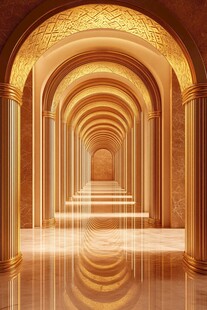 金色拱形长廊的华丽景象