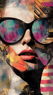 时尚墨镜女性抽象艺术画