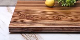 精美木纹砧板与清新蔬果