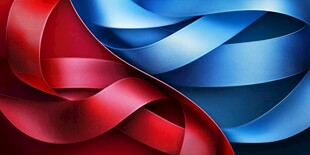 红蓝交织彩带艺术背景图