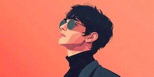 时尚酷帅男生头像插画