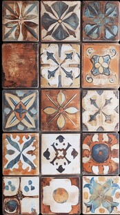 复古风多彩花纹瓷砖拼图
