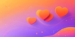 浪漫渐变背景上的爱心元素