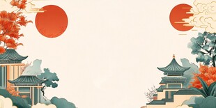 中式古风建筑与秋日景致